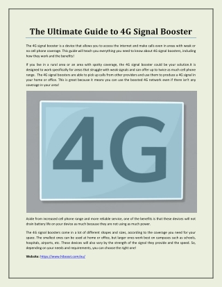 The Ultimate Guide to 4G Signal Booster