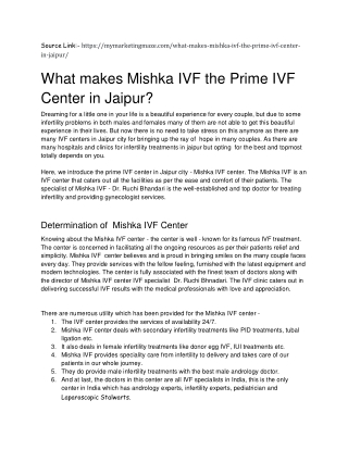 what makes Mishka IVF the prime IVF center in JAipur _ (1)