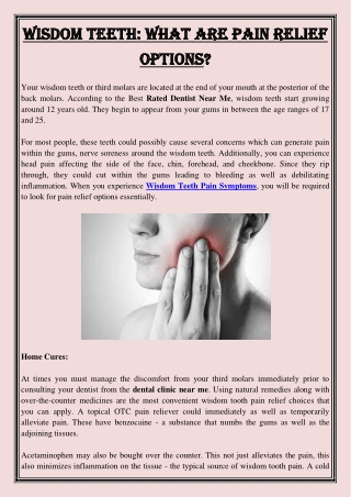 Wisdom Teeth  What Are Pain Relief Options