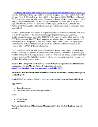 The Database Operation and Maintenance Management System Market report 2020