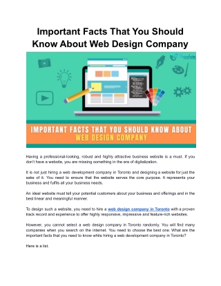 Important Facts That You Should Know About Web Design Company