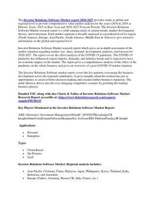 The Investor Relations Software Market report 2020
