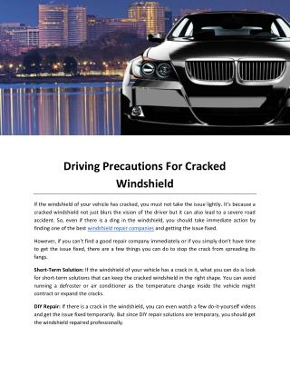 Driving Precautions For Cracked Windshield