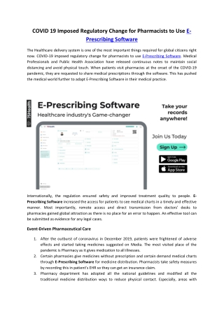 COVID 19 Imposed Regulatory Change for Pharmacists to Use E Prescribing Software