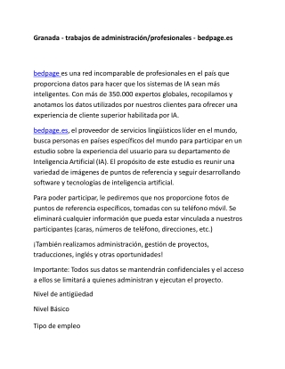 Granada - trabajos de administración/profesionales - bedpage.es