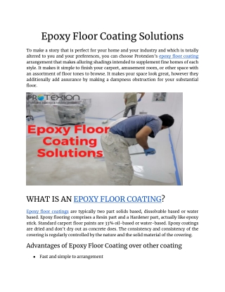 Epoxy Floor Coating Solutions.