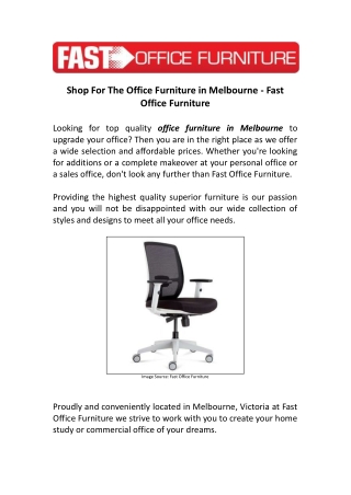 Shop For The Office Furniture in Melbourne - Fast Office Furniture