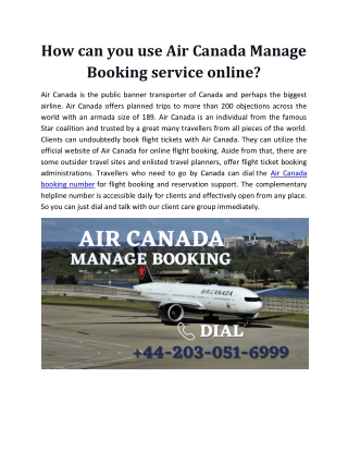 Air Canada Manage Booking  44-203-051-6999