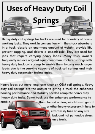 Longer and Durable Coil Spring for Trucks