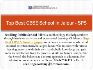 Top Best CBSE School in Jaipur - SPS