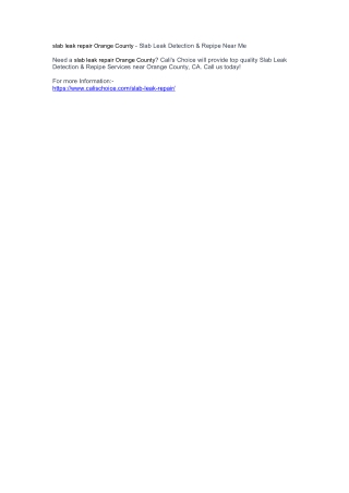 slab leak repair Orange County - Slab Leak Detection & Repipe Near Me