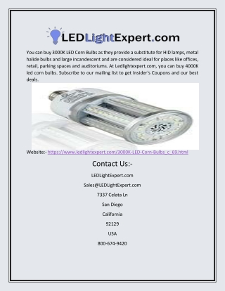 3000k Led Bulb | Ledlightexpert.com