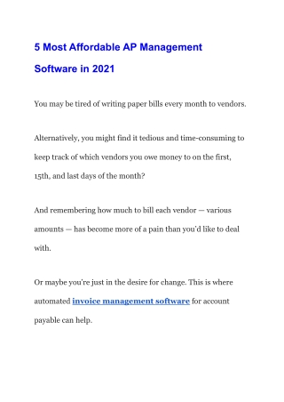 5 Most Affordable AP Management Software in 2021