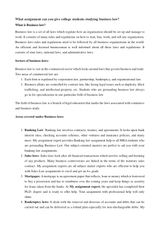 What assignment can you give college students studying business law?