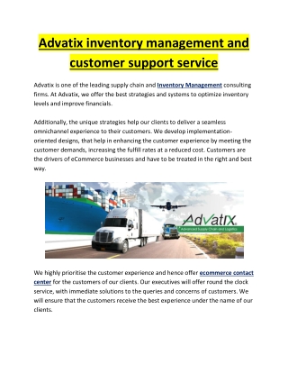 Advatix inventory management and customer support service