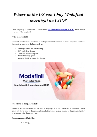 Where in the US can I buy Modafinil overnight on COD?