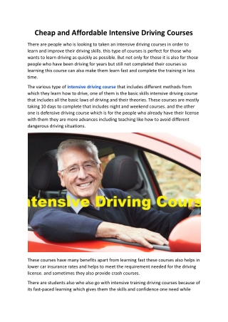 Cheap and Affordable Intensive Driving Courses