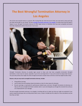 The Best Wrongful Termination Attorney in Los Angeles