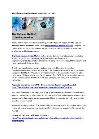 The Chinese Medical Devices Market to 2030