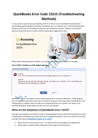 Error 15215 - QuickBooks