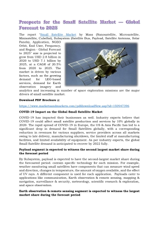 Prospects for the Small Satellite Market — Global Forecast to 2025