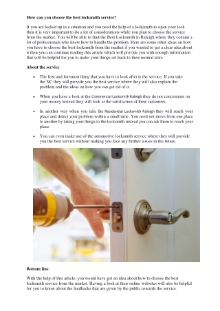 How can you choose the best locksmith service?