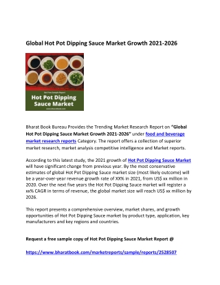 Global Hot Pot Dipping Sauce Market Research Report 2021-2026