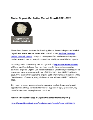 Global Organic Oat Butter Market Research Report 2021-2026