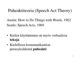 Puheaktiteoria (Speech Act Theory)