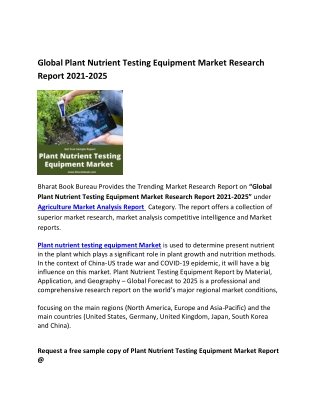 Global Plant Nutrient Testing Equipment Market Forecast 2021-2025