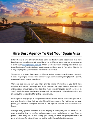 Hire Best Agency To Get Your Spain Visa