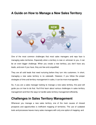 A Guide on How to Manage a New Sales Territory