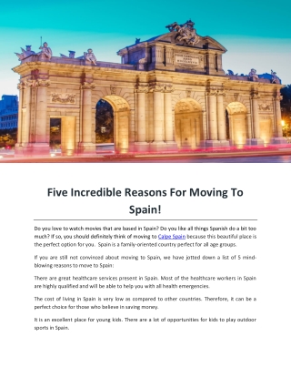 Five Incredible Reasons For Moving To Spain!