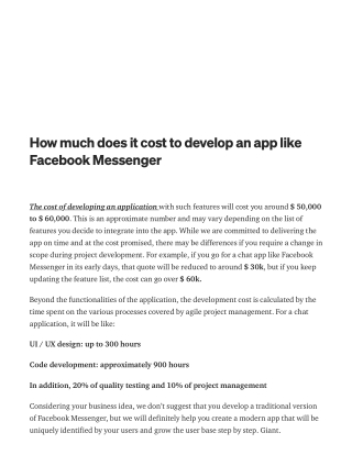 How much does it cost to develop an app like Facebook Messenger