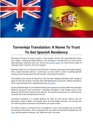 Torrevieja Translation A Name To Trust To Get Spanish Residency