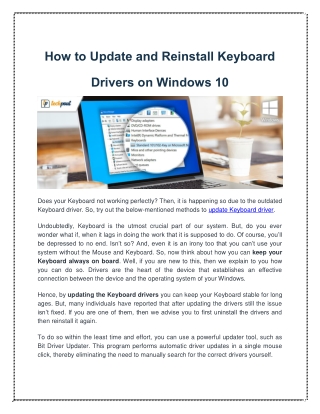 How to Update and Reinstall Keyboard Drivers on Windows 10