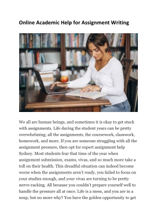 Online Academic Help for Assignment Writing