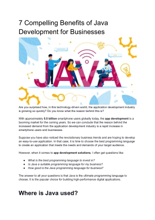 Top 7 Compelling Characteristics of java development