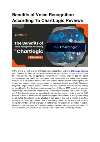 Benefits of Voice Recognition According To ChartLogic Reviews