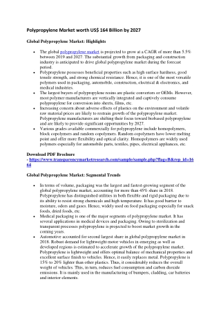 Polypropylene Market worth US$ 164 Billion by 2027