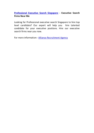 Professional Executive Search Singapore - Executive Search Firms Near Me