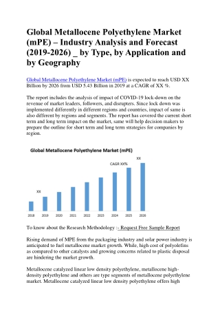 Global Metallocene Polyethylene Market