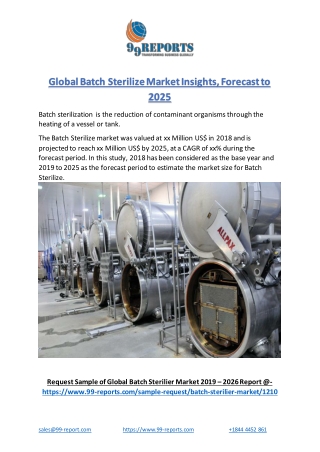 Global Batch Sterilize Market Insights, Forecast to 2025