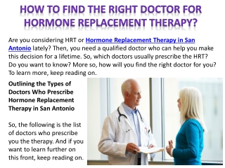How to Find The Right Doctor for Hormone Replacement Therapy?