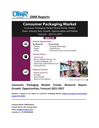 Consumer Packaging Market Size, Share, Impressive Industry Growth, Report 2027