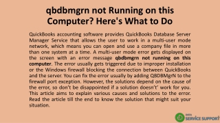 qbdbmgrn not Running on this Computer? Here's What to Do