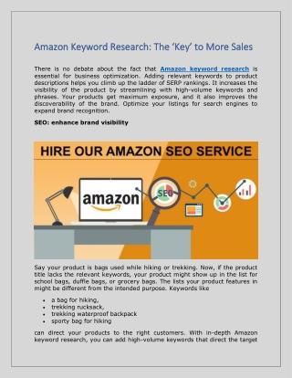 Amazon Keyword Research: The ‘Key’ to More Sales