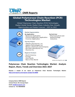 Polymerase Chain Reaction Technologies Market Share, Trends and Report 2027