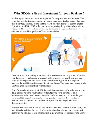 Why SEO is a Great Investment for your Business?