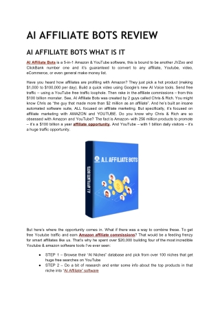 AI AFFILIATE BOTS REVIEW